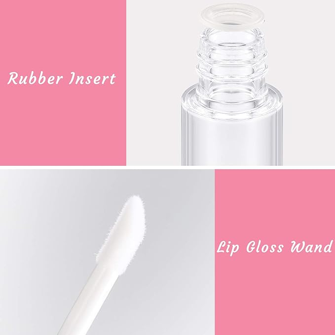 30 Piece Lip Gloss Tube 10 ml Empty Refillable Lip Balm Bottle Clear Plastic Gloss Container Reusable Lipstick Bottle with Rubber Insert for Lipstick(Pink, Black, White)