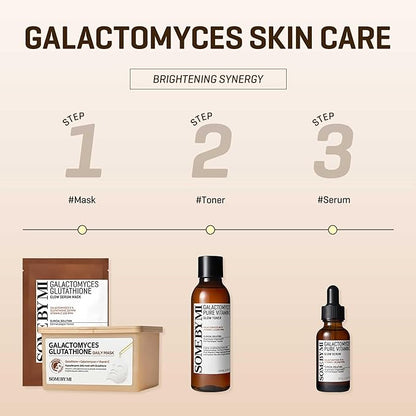 SOME BY MI Galactomyces Glutathione Daily Mask - 30 Sheets, 11.8Oz - Vitamin C Vegan Face Sheet Mask for Skin Brightening Routine - Skin Moisturizing and Glowing Care for Glass Skin - Korean Skin Care