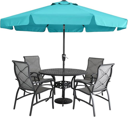 MASTERCANOPY Valance Patio Umbrella for Outdoor Table Market -8 Ribs (9ft, Turquoise)