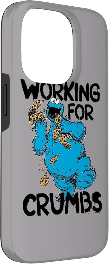 iPhone 14 Pro Sesame Street Cookie Monster Working for Crumbs Case