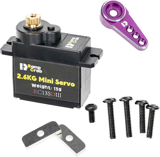 RampCrab Micro Servo with Servo Horn for FCX24, RC Car Model Parts, Upgrade Parts for Crwaler 1/24 Scale FCX24 Power Wagon Butcher & Max Smasher Big Foot Monster Truck, K5 (Purple)