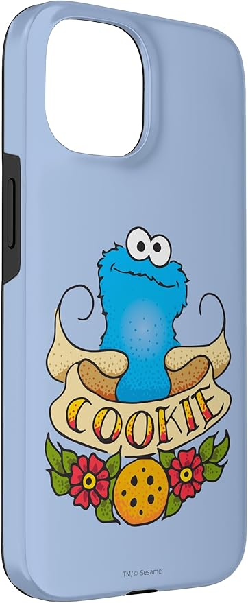iPhone 15 Sesame Street Cookie Monster Cookie Tattoo Case