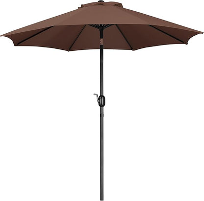 Yaheetech 9FT Patio Umbrella Outdoor Patio Market Table Umbrella Yard Sun Shade with Push Button Tilt & Crank for Garden/Beach/Lawn/Deck/Backyard/Pool, 8 Ribs, Brown
