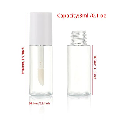 COSIDEA 10pcs 3ml empty lip gloss tubes with wand 0.1OZ Round mini White lipgloss tube container for DIY cosmetics packing
