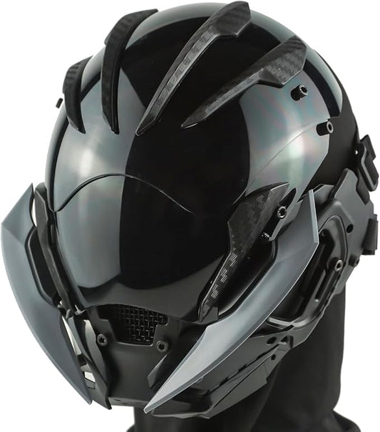 Punk Gothic Mask Helmet for Adult, Mechanical Sci-fi Gear Cosplay Costume Accessory Samurai Futuristic Helmet