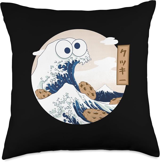 Cookie Wave Kanagawa Japanese Monster Art Funny Gift Throw Pillow, 18x18, Multicolor