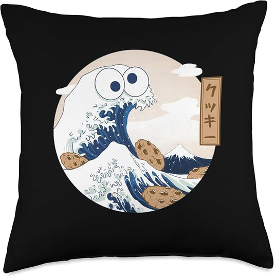 Cookie Wave Kanagawa Japanese Monster Art Funny Gift Throw Pillow, 18x18, Multicolor