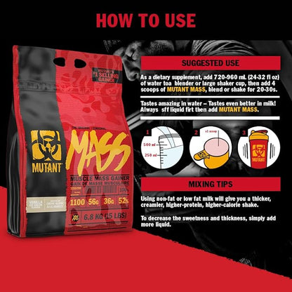 Mutant Mass | Weight Mass Gainer Protein Powder - high Calorie Protein Powder for Mass gain - Triple Chocolate - 5 Pound