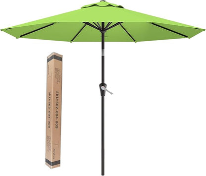 9 FT Patio Umbrella for Outdoor, Outdoor Umbrella with Push Button Tilt and Crank, Outdoor Patio Umbrellas with 8 Sturdy Ribs for Market, Garden, Deck, Backyard, Pool (Apple Green)