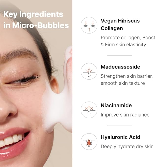 MENOKIN 30 Seconds Quick Bubble Mask [LIFT] - [Collagen] & Niacinamide in Micro-bubbles for Anti Aging, Boost Elasticity, Fine Lines, Korean Glass Skin Care Essential, 70 Uses, 3.21 fl.oz