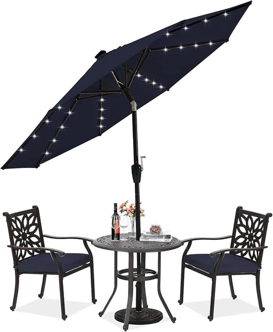 ABCCANOPY Durable Solar Led Patio Umbrellas with 24LED Lights 7.5FT (Navy Blue)