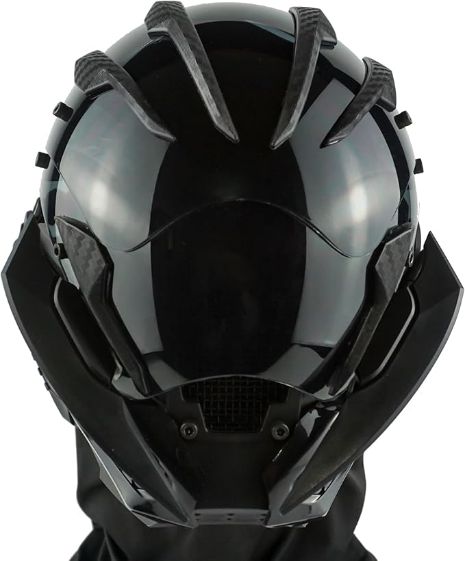 Punk Gothic Mask Helmet for Adult, Mechanical Sci-fi Gear Cosplay Costume Accessory Samurai Futuristic Helmet