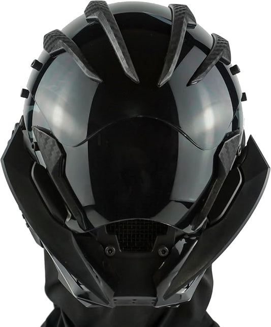 Punk Gothic Mask Helmet for Adult, Mechanical Sci-fi Gear Cosplay Costume Accessory Samurai Futuristic Helmet