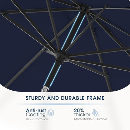 wikiwiki 7.5 FT Patio Umbrellas Outdoor Table Market Umbrella with Push Button Tilt/Crank, 6 Sturdy Ribs, Fade Resistant Waterproof POLYESTER DTY Canopy for Garden, Lawn, Backyard & Pool, Navy Blue