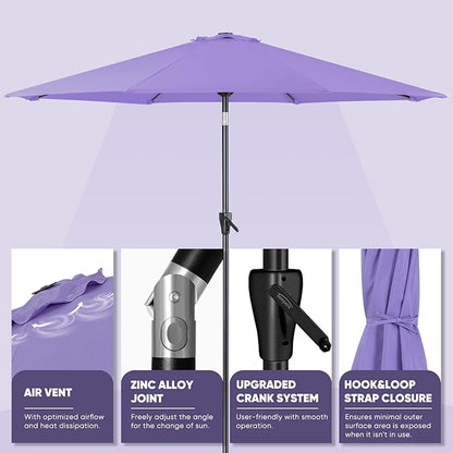 Tempera Patio Market Outdoor Table Umbrella with Push Button Tilt and Crank,Large Sun Umbrella with Sturdy Pole&Fade resistant canopy,Easy to set