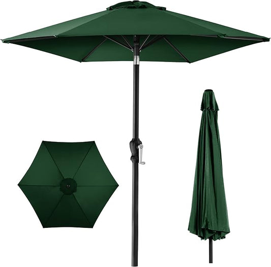 Best Choice Products 10ft Outdoor Steel Polyester Market Patio Umbrella w/Crank, Easy Push Button, Tilt, Table Compatible - Green