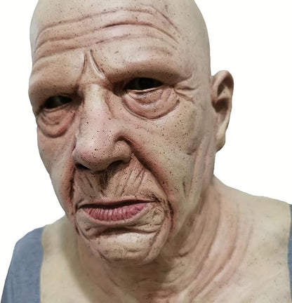 Halloween Realistic Old Man Mask Adlut -Latex Human Old Person Men Full Head Mask Costume