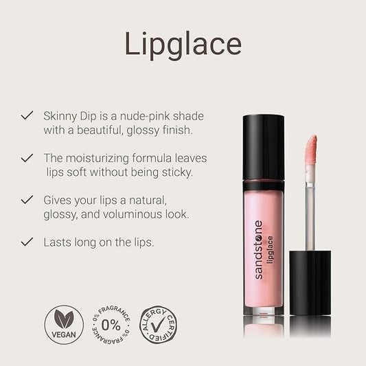 Lipglace - Skinny Dip - Hypoallergenic Vegan Lip Gloss - Fragrance Free & Allergy Certified - Non Sticky & Moisturizing Lipgloss - Anti-Aging Hydrating Lipgloss