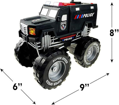 Dazmers Monster Truck Police Car Toy with Lights and Siren with Sound for Boys and Girls Ages 3-5+