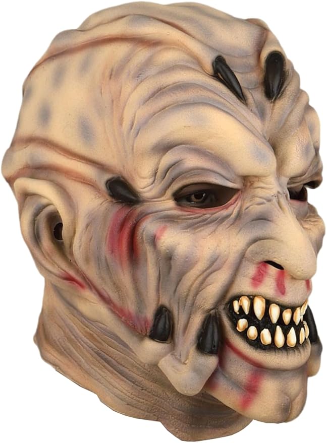 Jeepers Mask Creepers Creepy Tribal Head Cover Horror Monster Halloween Costume Prop, Realistic Facial Details, Latex Material