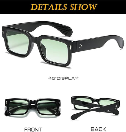 EYLRIM Square Frame Sunglasses for Women Men Trendy Chunky Rectangle Sun Glasses Black Shades UV400 Protection