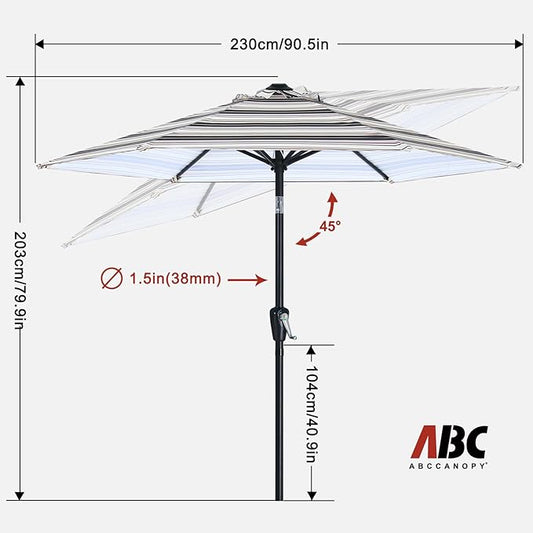 ABCCANOPY 7.5FT Outdoor Patio Umbrella, UV Protection Table Umbrella w/Crank for Easy Set Up, Suitable for Garden, Lawn, Deck & Backyard (Navy Black Stripe)