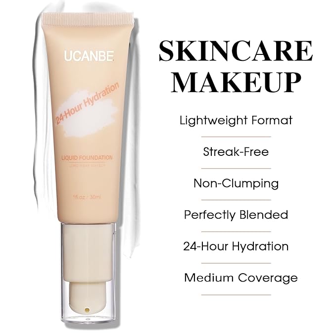 UCANBE White Liquid Foundation with Brush, Skincare Serum fl. oz.