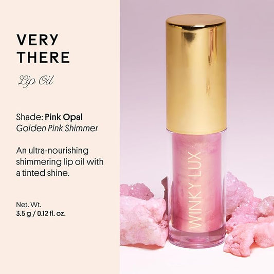 Winky Lux Very There Lip Oil, Hydrating Nude Pink Gloss with Jojoba Oil, Non-Sticky Glossy Lip Oil, Tinted Pink Gloss for Juicy Lips, Pink Opal