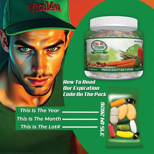VITAL 4U® Vitamin Essentials - Daily Multivitamin for Both Men and Women, Immune Support, Multimineral Formula - 30 Servings