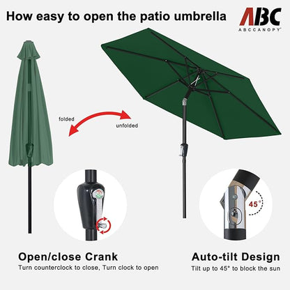 ABCCANOPY 7.5FT OutdoorPatio Umbrella, UV Protection Table Umbrella w/Crank for Easy Set Up, Suitable for Garden, Lawn, Deck & Backyard (Green)