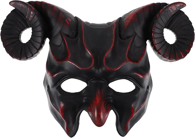 Gadpiparty Devil Goat Skull Mask Ox Ram Horns Monster Animal Half Face Halloween Masquerade Mask Cosplay Props for Adults