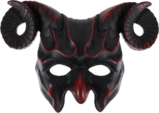 Gadpiparty Devil Goat Skull Mask Ox Ram Horns Monster Animal Half Face Halloween Masquerade Mask Cosplay Props for Adults