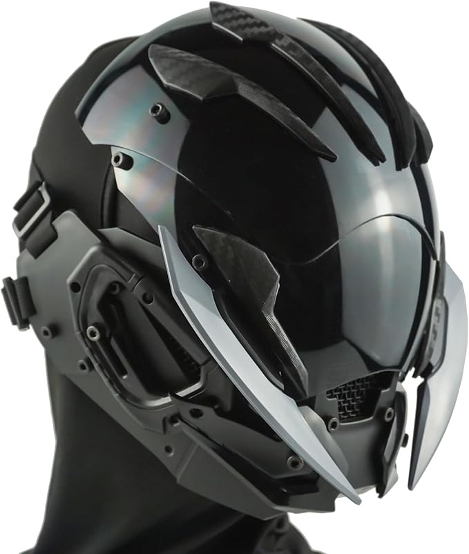Punk Gothic Mask Helmet for Adult, Mechanical Sci-fi Gear Cosplay Costume Accessory Samurai Futuristic Helmet