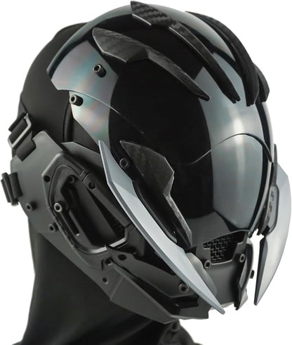 Punk Gothic Mask Helmet for Adult, Mechanical Sci-fi Gear Cosplay Costume Accessory Samurai Futuristic Helmet