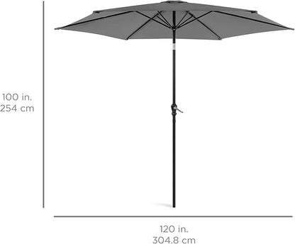 Best Choice Products 10ft Outdoor Steel Polyester Market Patio Umbrella w/Crank, Easy Push Button, Tilt, Table Compatible - Gray