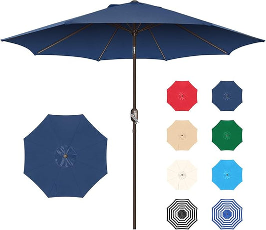 7.5Ft/9Ft Patio Umbrella, UV Protect Pool Umbrella with Heavy Duty Pole,Outdoor Umbrella with Push Botton Tilt & Crank