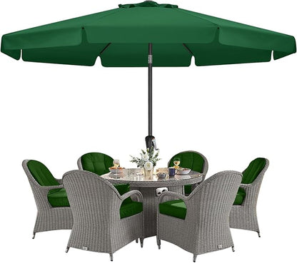 MASTERCANOPY Valance Patio Umbrella for Outdoor Table Market -8 Ribs (11ft,Forest Green)