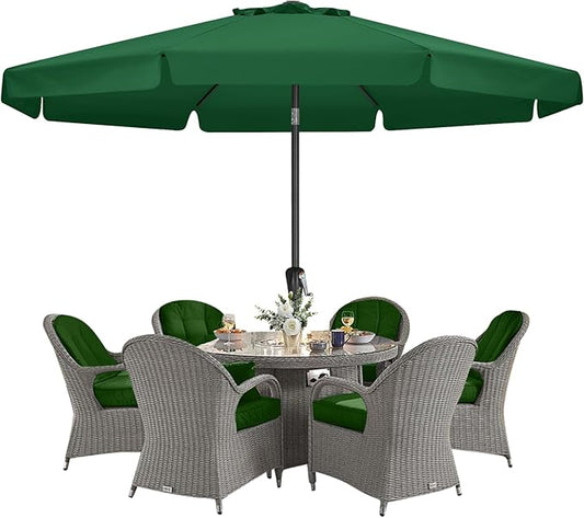 MASTERCANOPY Valance Patio Umbrella for Outdoor Table Market -8 Ribs (11ft,Forest Green)