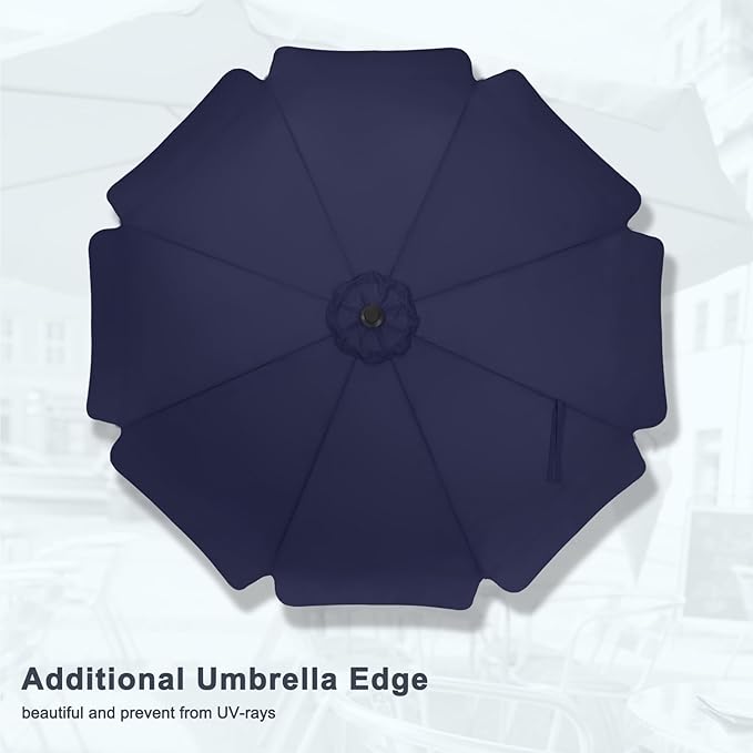 MASTERCANOPY Valance Patio Umbrella for Outdoor Table Market -8 Ribs (10ft, Navy Blue)