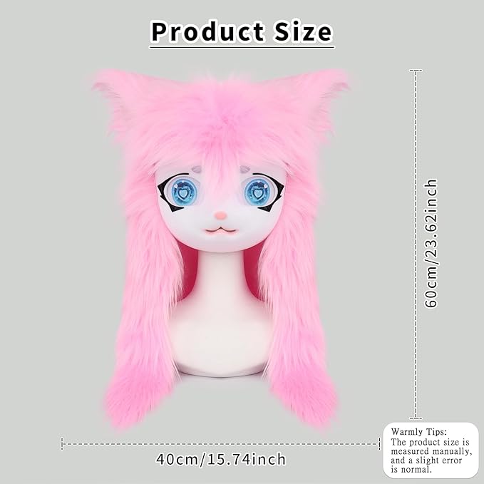 JUNBOON Furry Animal Headgear Beast Full Head Mask Headwear Doll Cosplay Costume Halloween Fursuit