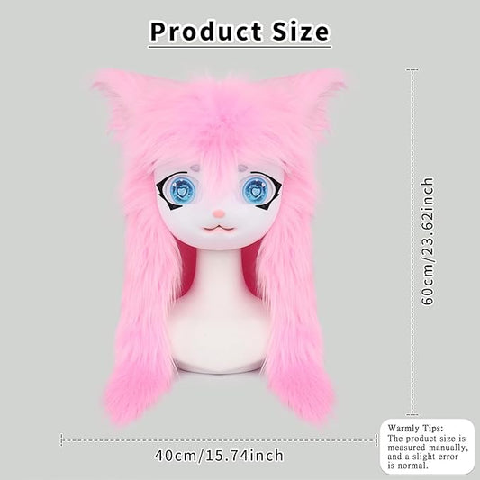 JUNBOON Furry Animal Headgear Beast Full Head Mask Headwear Doll Cosplay Costume Halloween Fursuit