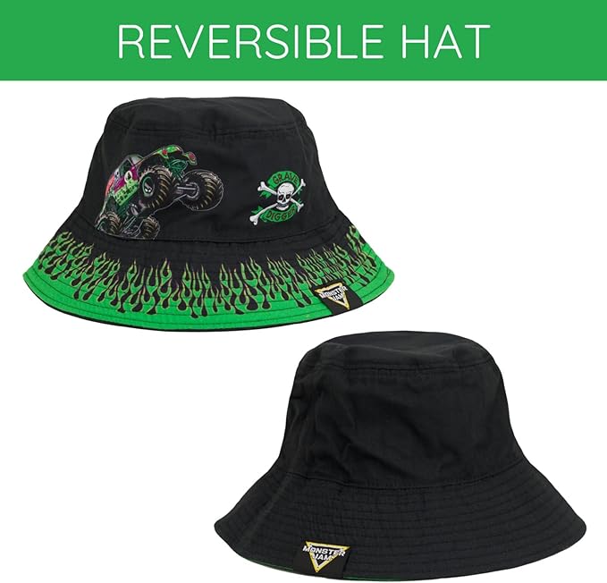 Monster Jam El Toro Loco Grave Digger Maximum Destruction Megalodon Monster Mutt Zombie Bucket Sun Hat One Size
