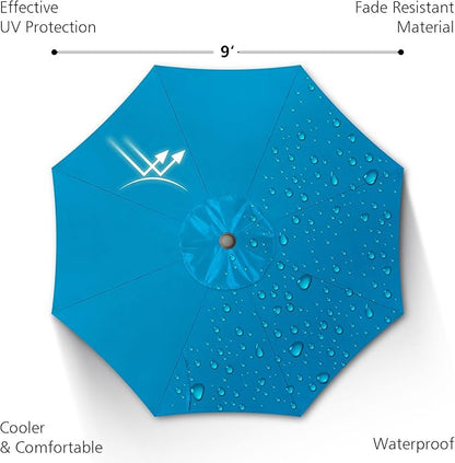 7.5Ft/9Ft Patio Umbrella, UV Protect Pool Umbrella with Heavy Duty Pole,Outdoor Umbrella with Push Botton Tilt & Crank