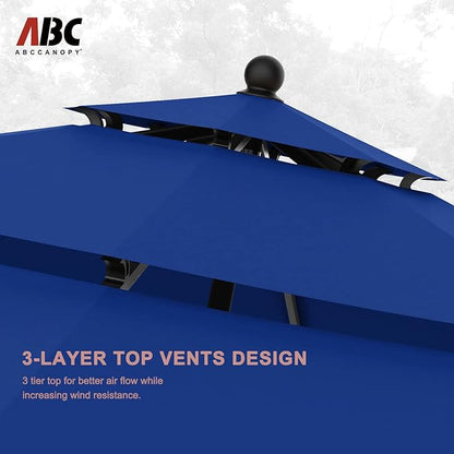 ABCCANOPY Patio Umbrellas 3 Tiers 9FT (Blue)