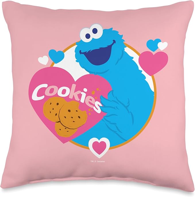 Sesame Street Monster Love Cookies Throw Pillow, 16x16, Multicolor