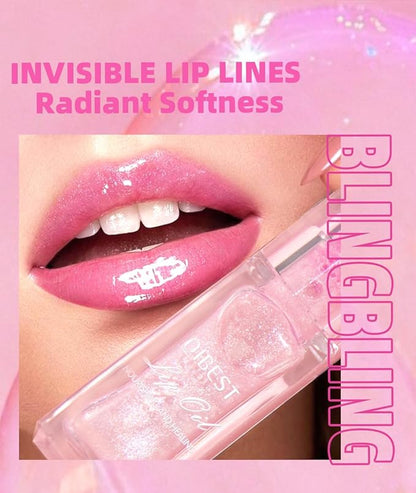 2PCS Cosmetics Color Changing Lip Oil V2, Magic Color Changing Lip Oil Cosmetics, Plumping Lip Oil Moisturizing Lip Gloss, Long Lasting Lip Glow Oil Non-sticky Warm Change Glitter Lip Tint (Pack of 2)