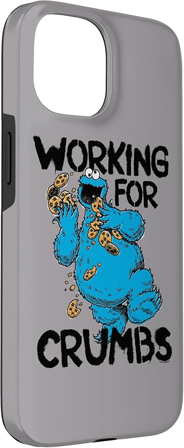 iPhone 15 Sesame Street Cookie Monster Working for Crumbs Case