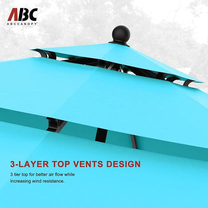 ABCCANOPY Patio Umbrellas 3 Tiers 9FT (Turquoise)