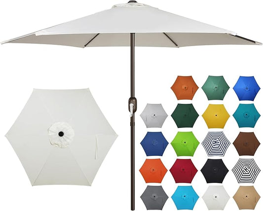 Blissun 7.5 ft Patio Umbrella, Yard Umbrella, Outdoor Market Umbrella with Push Button Tilt Crank (Creamy White)