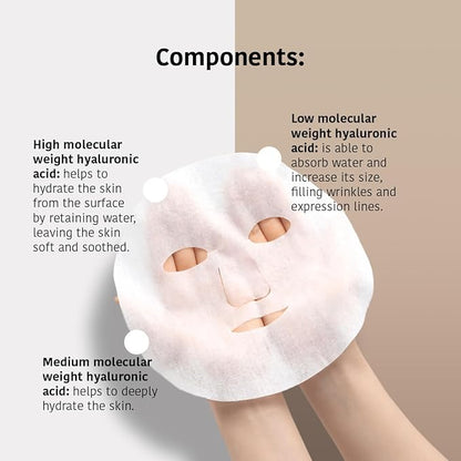 Collagen Face & Neck Sheet Mask (5 Masks) + Anti-Aging Face & Neck Mask (5 Masks) - Skin Care With Triple Hyaluronic Acid & Niacinamide, Anti-Wrinkles & Firming, Vegan, Korean - Total Bundle 10 pieces